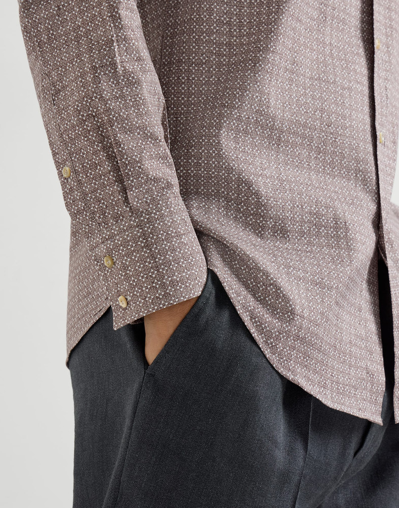 Flower print twill basic fit shirt with button-down collar 5