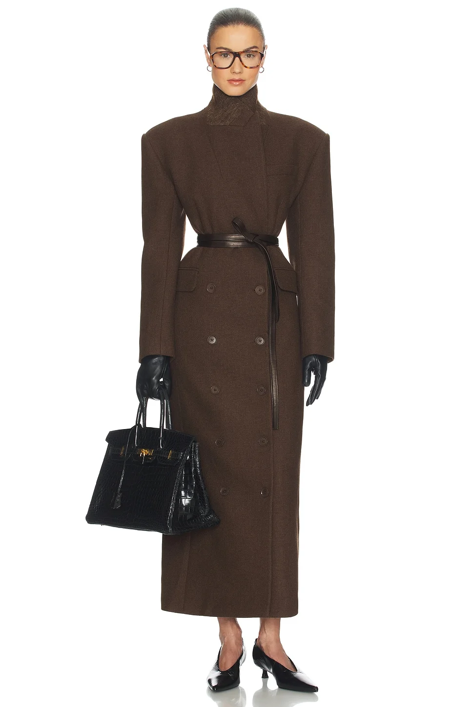 Italian Wool Blend Extra Long Coat - 1