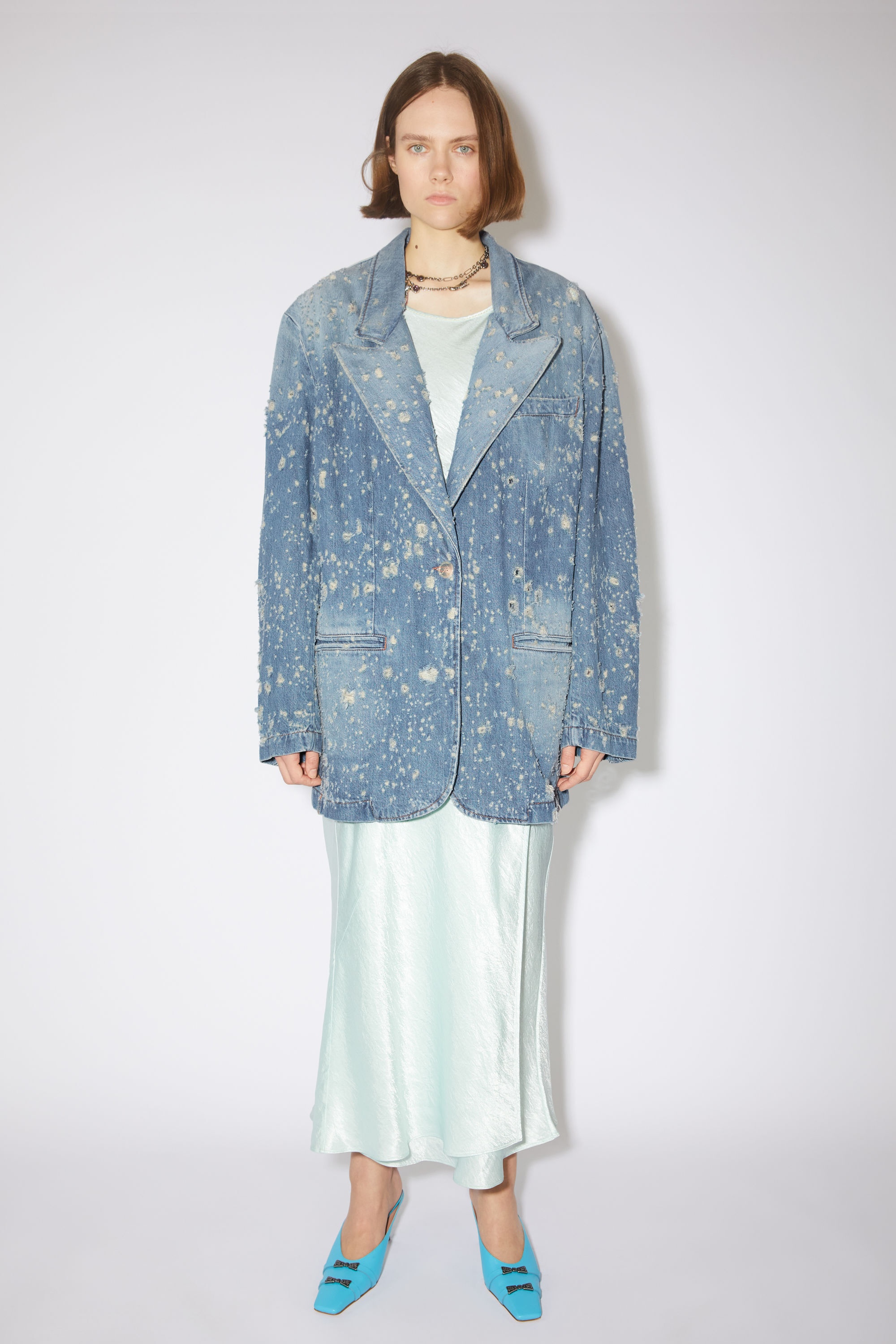 Relaxed fit denim suit jacket - Mid blue - 2