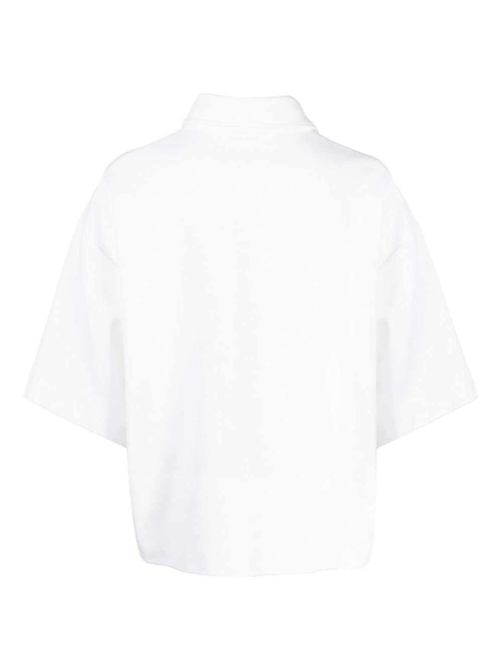 cropped short-sleeve polo top - 2