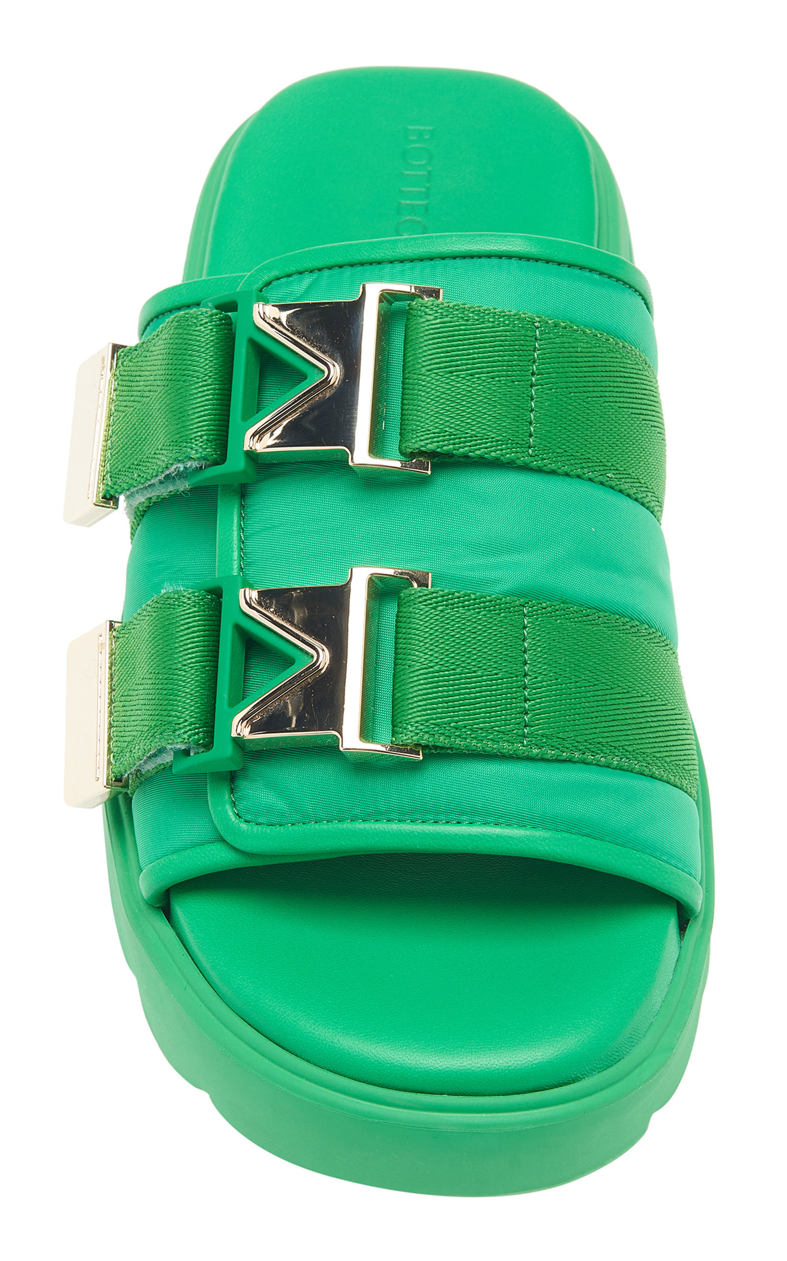 Flash Buckled Leather and Rubber Sandals green - 3