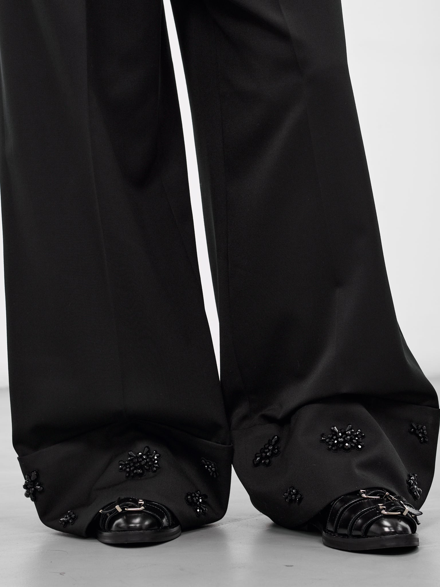 Black Wide Leg Multi Belt Loop Trousers - 5