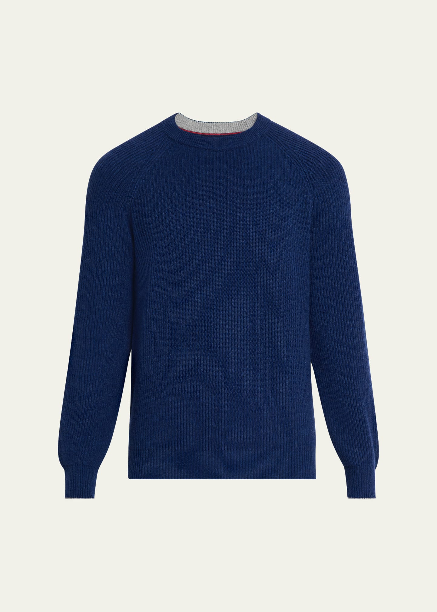 Men's Cashmere English Rib Crewneck Sweater - 1