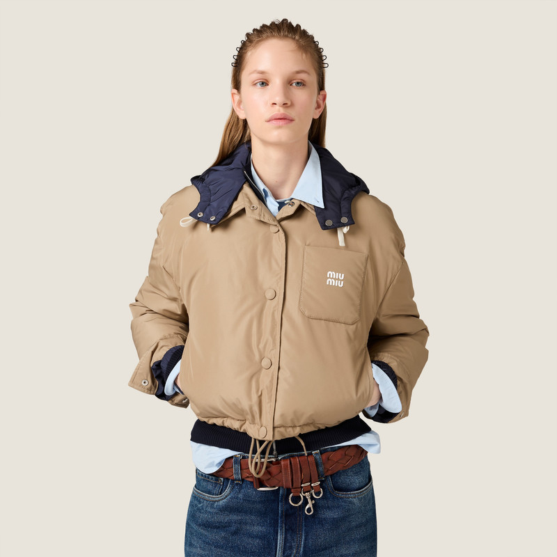 Technical pongé down hoodie jacket 5