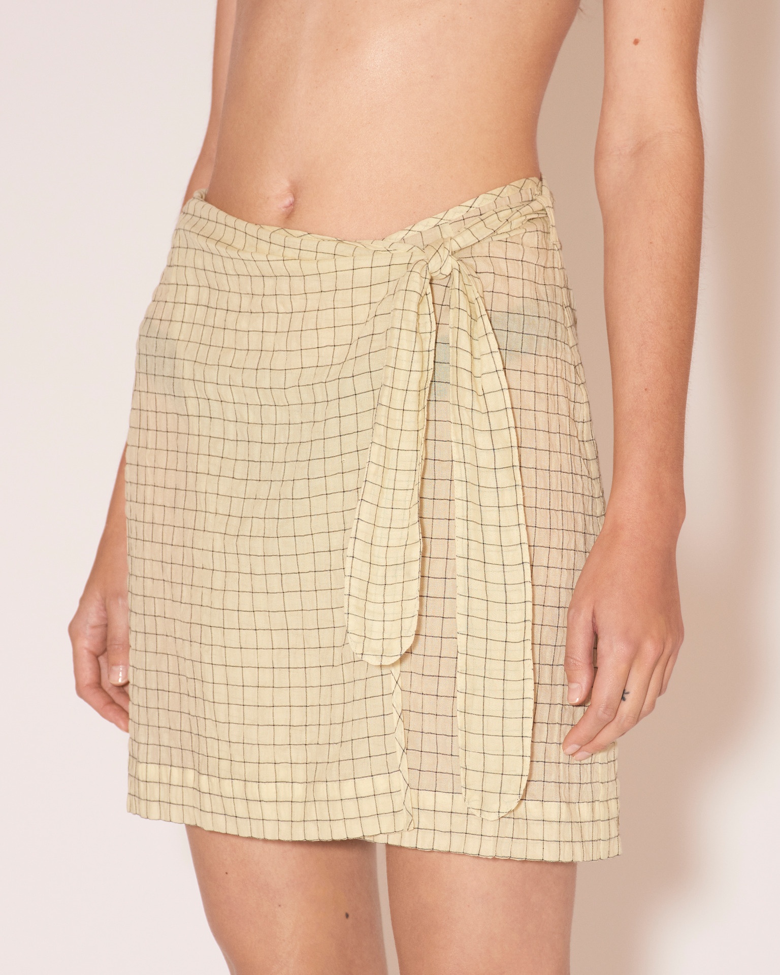 BONNI - Sheer check wrap skirt - Vanilla - 5
