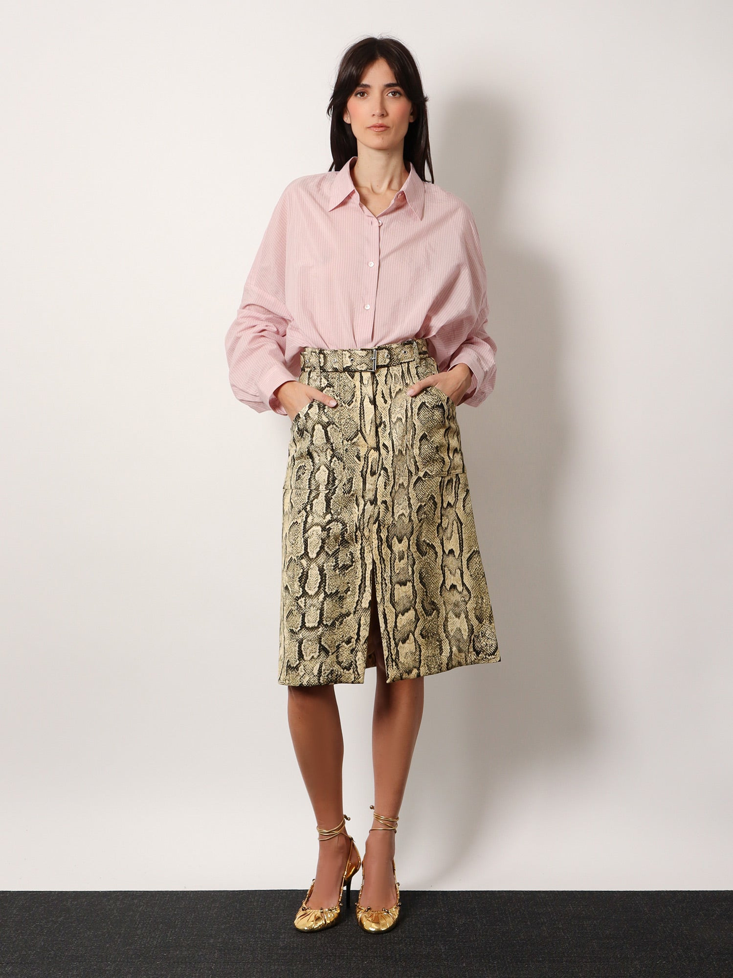 Sheraz Viscose And Cotton Skirt With Reptile Print - 2