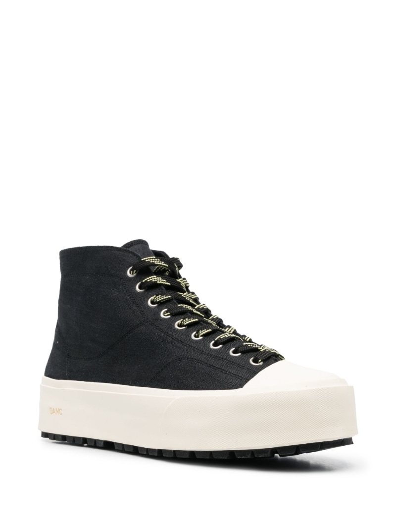 high-top chunky canvas sneakers - 2