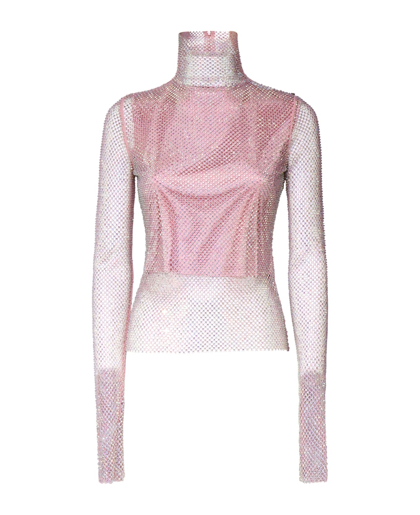 Valdai Transparent Perforated Sweater With Rhinestones - 1