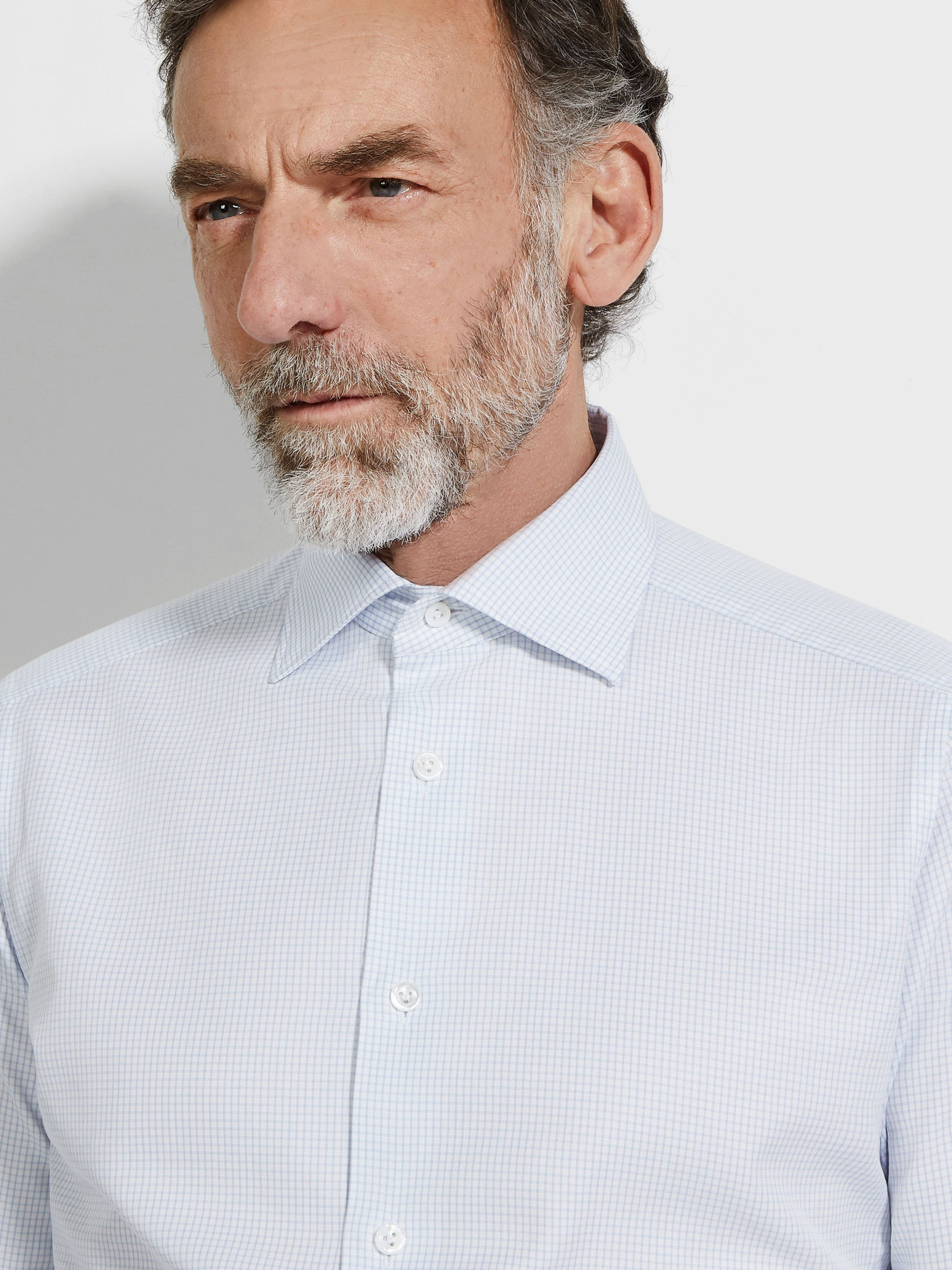 LIGHT BLUE AND WHITE CHECKED CENTOVENTIMILA COTTON SHIRT - 2