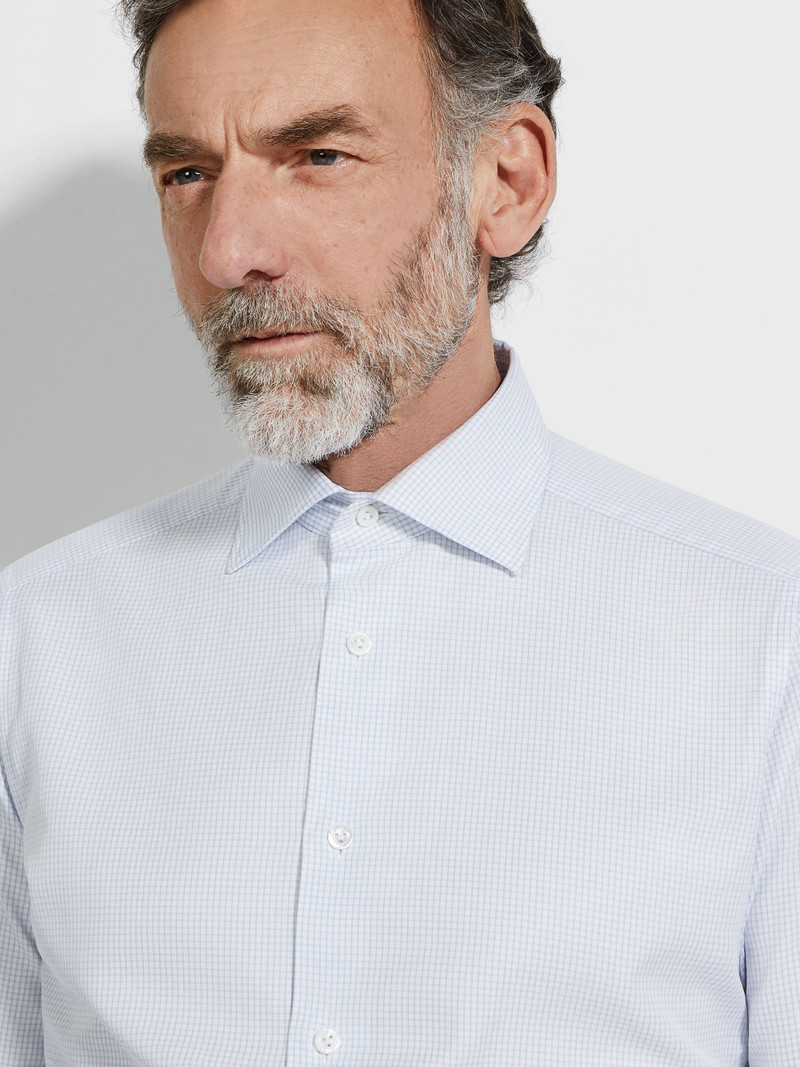 ZEGNA LIGHT BLUE AND WHITE CHECKED CENTOVENTIMILA COTTON SHIRT outlook