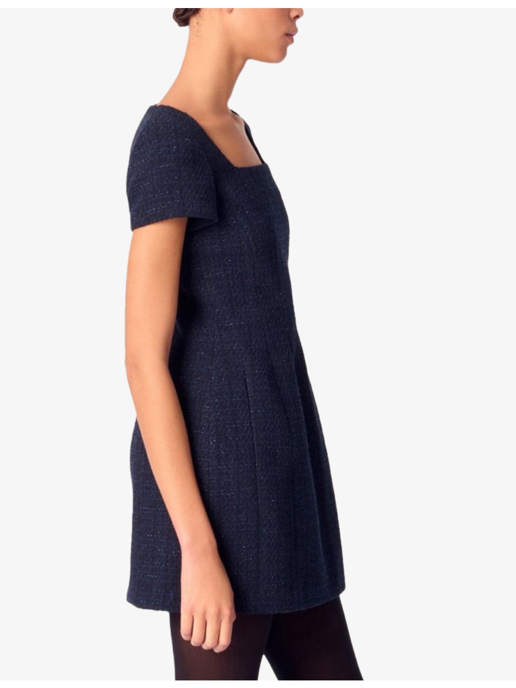 Square-Neck Tweed Cotton-Blend Mini Dress - 3