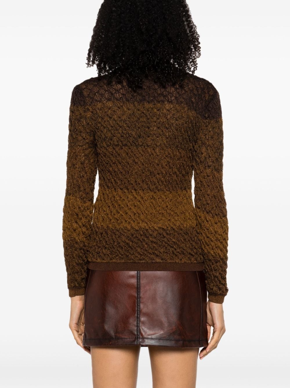 shirred-effect striped jumper - 4