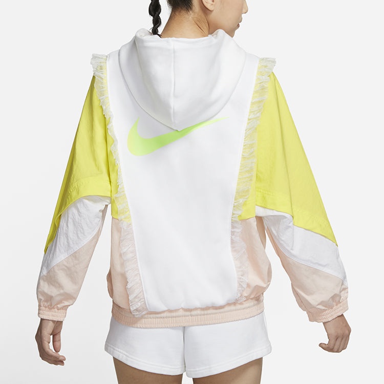 (WMNS) Nike Sportswear New Year Contrast Color Stitching Lace Fleece Lined Stay Warm Pullover Hoodie - 5