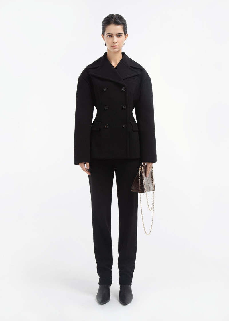 Oversized Double Breasted Peplum Jacket in Wool 6