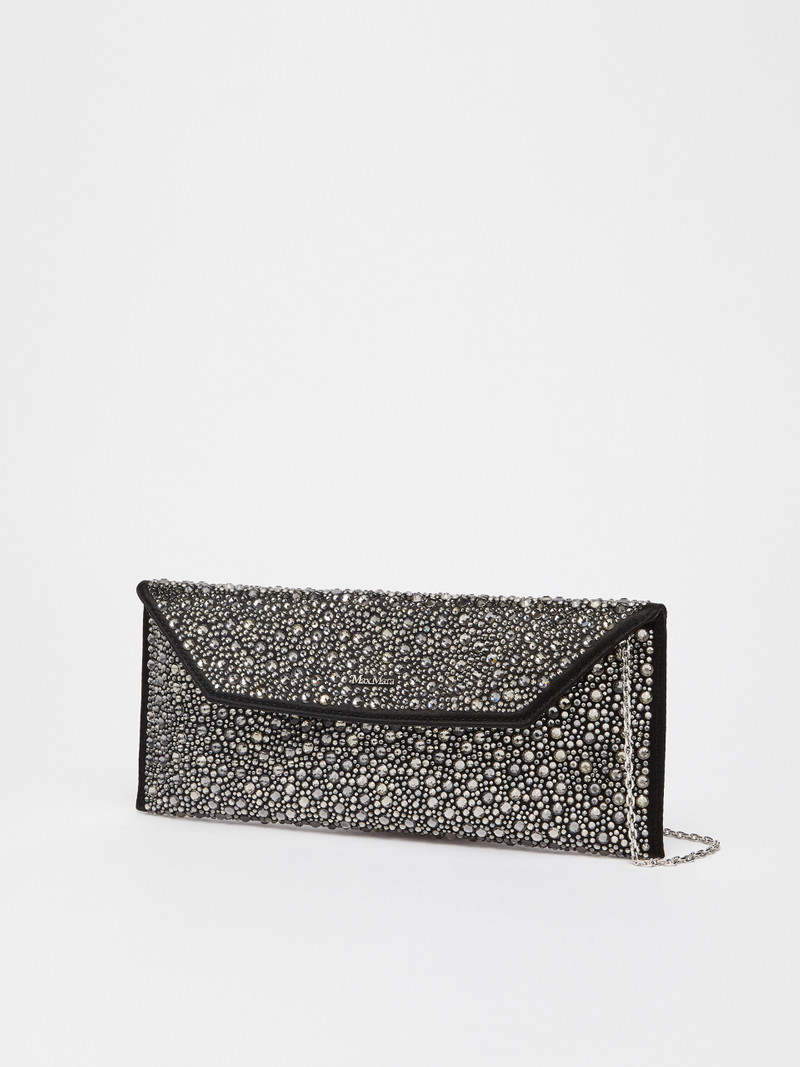 Max Mara ENVELOPELUX Satin clutch bag with rhinestones outlook