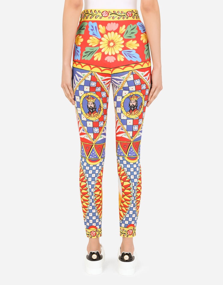 Carretto-print charmeuse leggings - 2