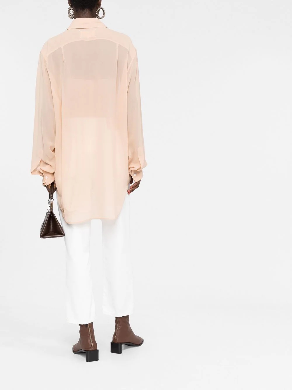 oversized four-stitch silk shirt - 6