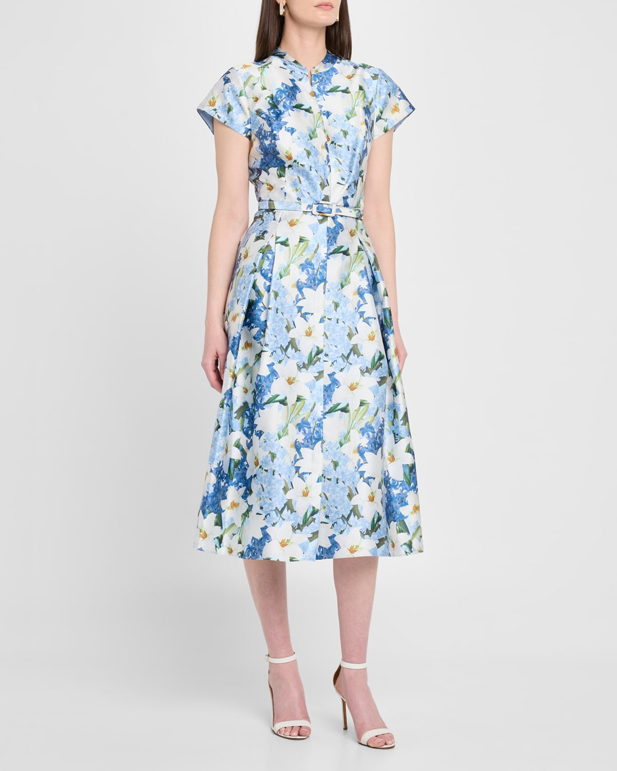 Martine Pleated Floral-Print Mikado Midi Dress - 4