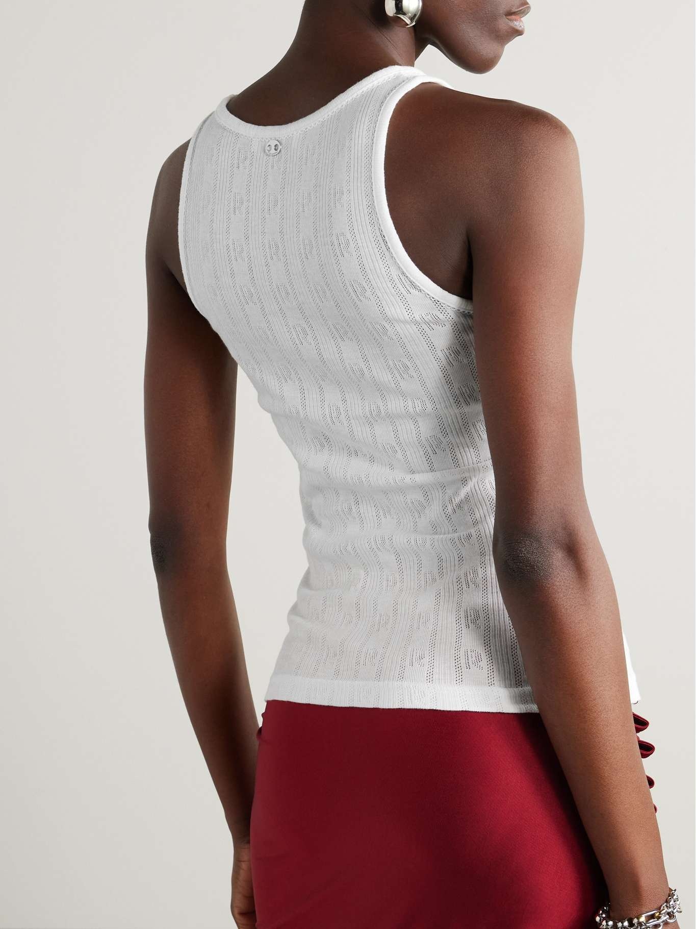 Pointelle-knit cotton tank White - 4