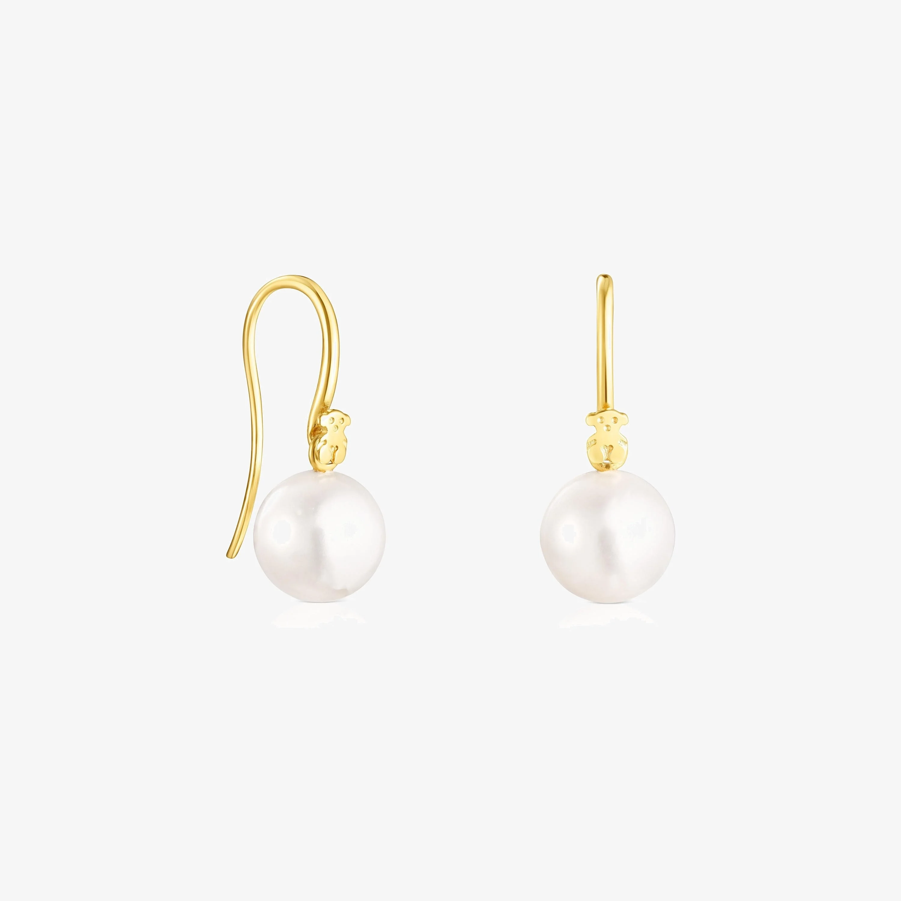 Short 18K gold vermeil Gloss Earrings with Pearl - 1