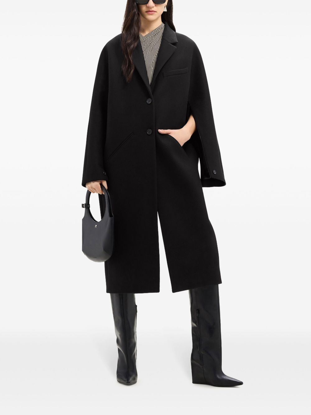 Cocoon logo-appliqué coat - 3