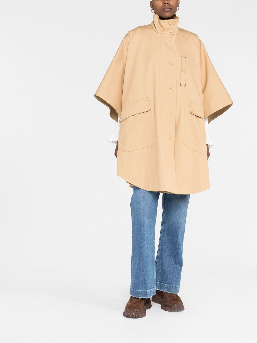 high-neck half-sleeved parka - 2
