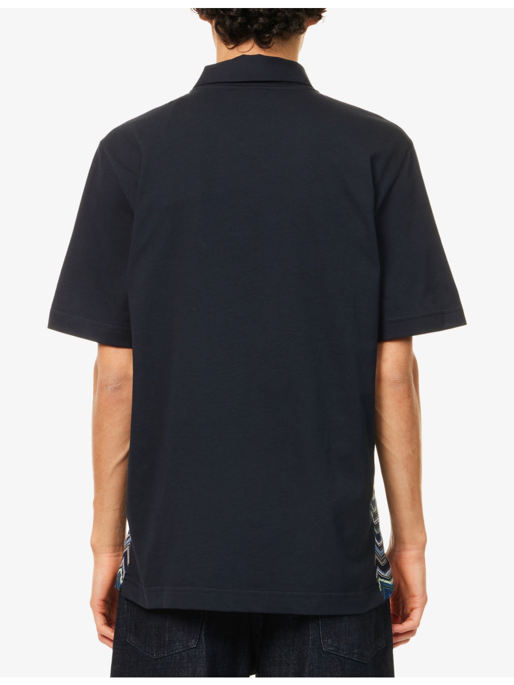 Chevron Knitted-Panel Cotton-Jersey Polo Shirt - 4
