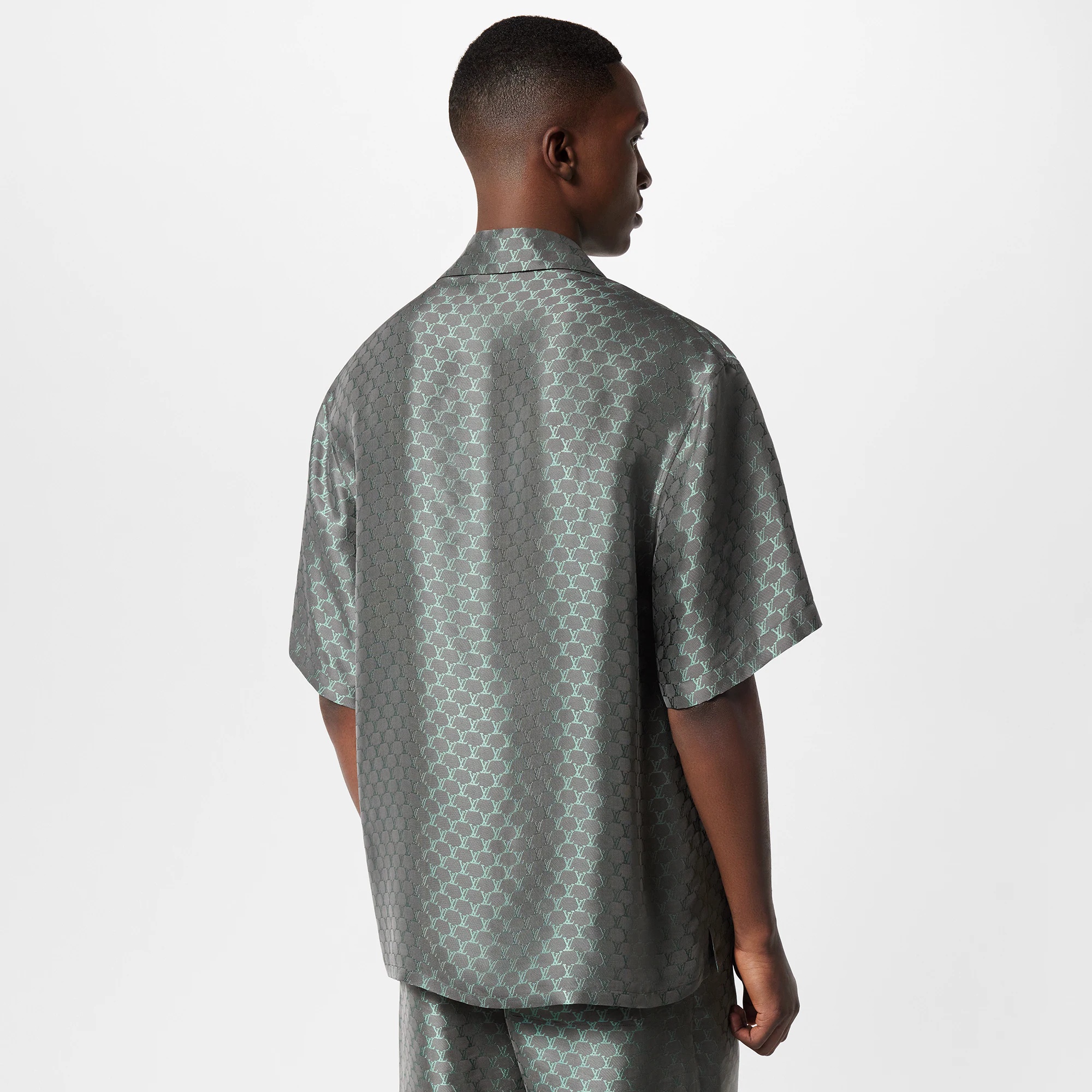 Short-Sleeved Jacquard Silk-Blend Shirt - 5
