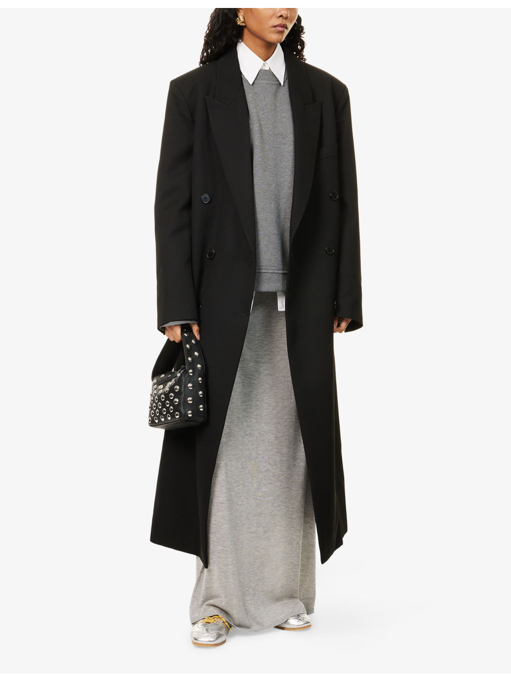 Jane Double-Breasted Woven Long Coat - 2