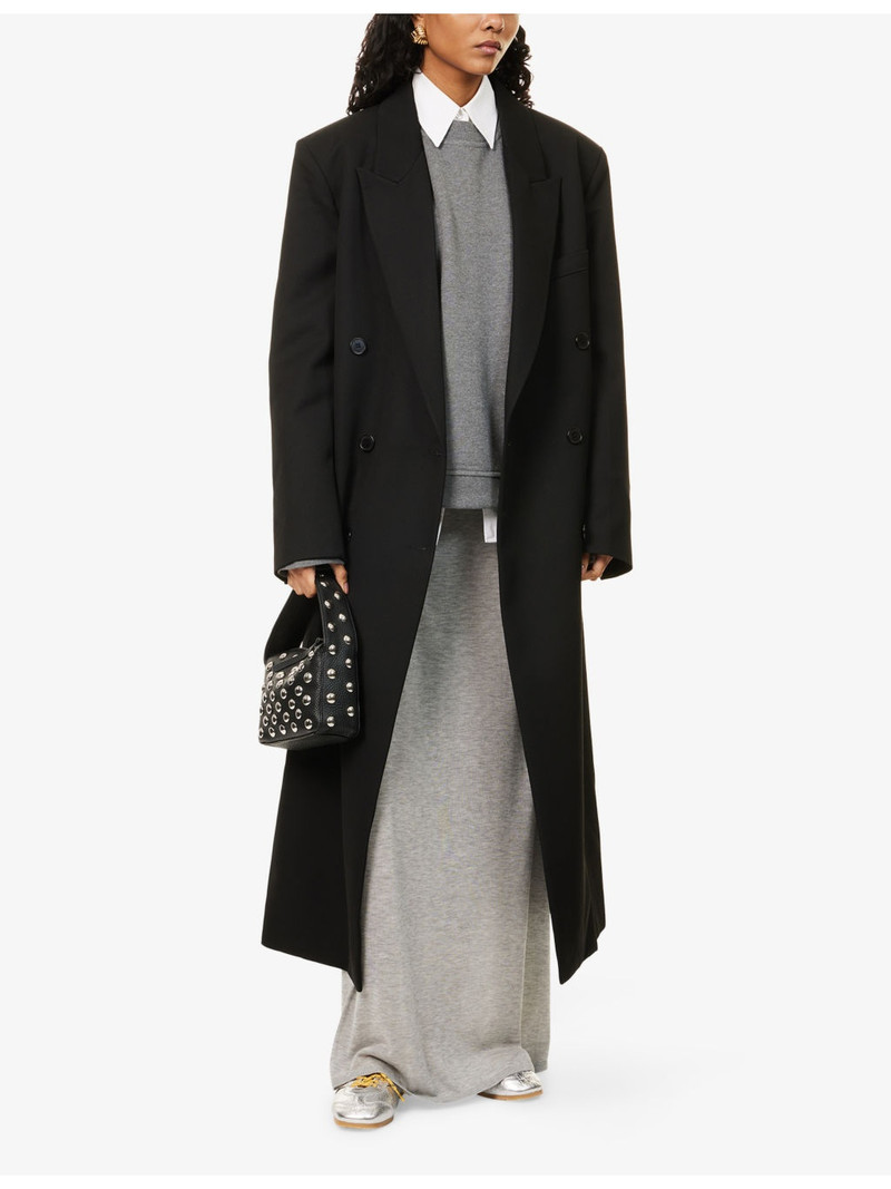The Frankie Shop Jane Double-Breasted Woven Long Coat outlook