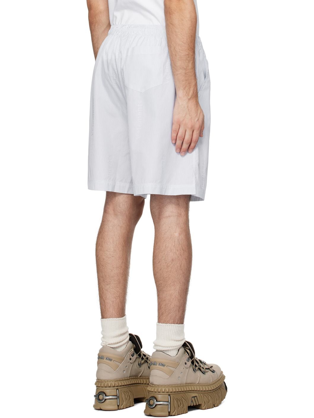 White & Blue Pinstripe Shorts - 3