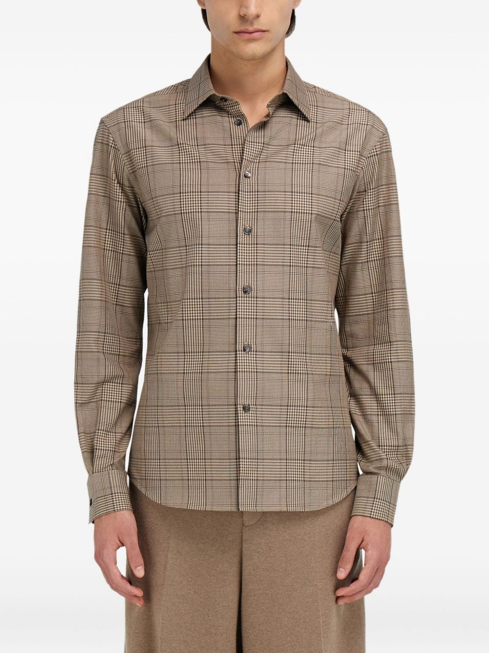 checked button-fastening shirt - 3