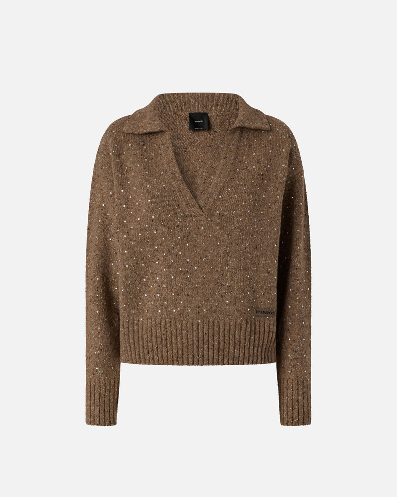 V-NECK SWEATER WITH RHINESTONES 1