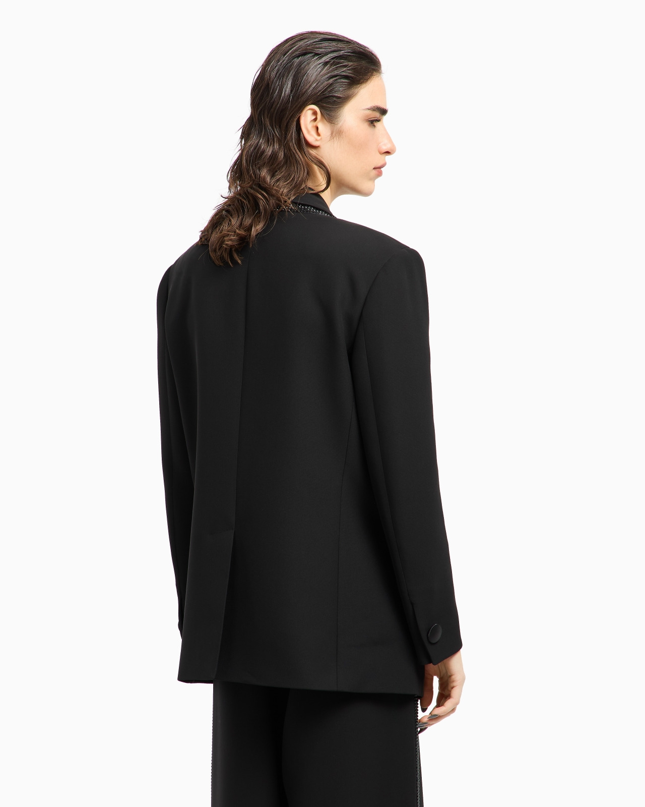 SILK SINGLE-BREASTED JACKET WITH RHINESTONE EMBROIDERY - 3