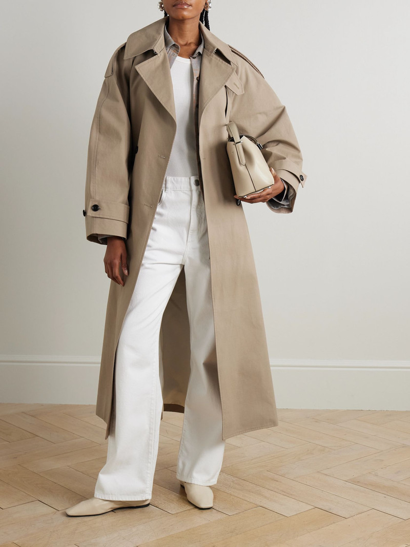 RÓHE Oversized double-breasted cotton trench coat Brown outlook