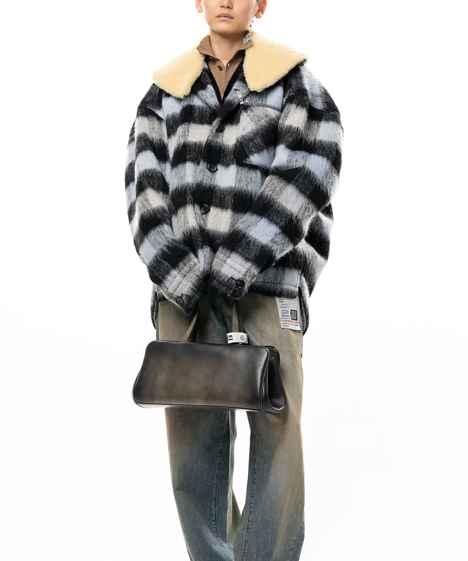 Detachable Collar Check Shaggy Shirt - 1