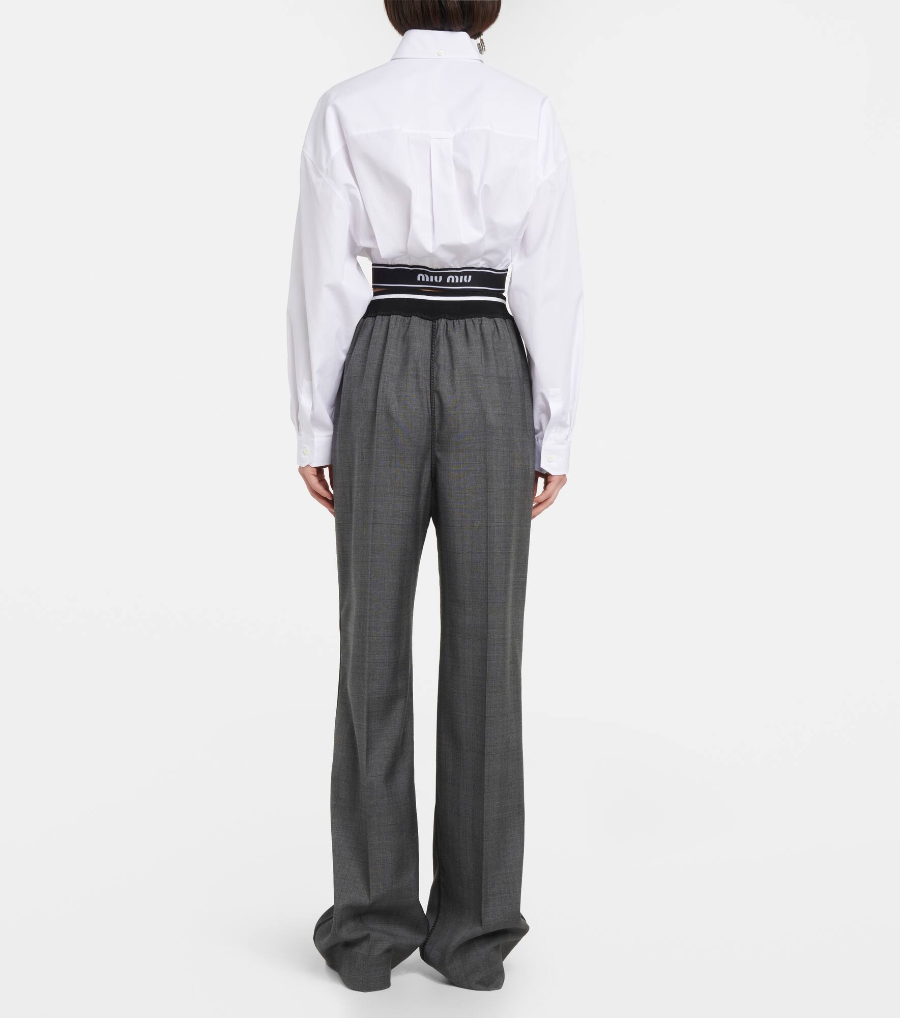 Logo wide-leg checked pants - 3