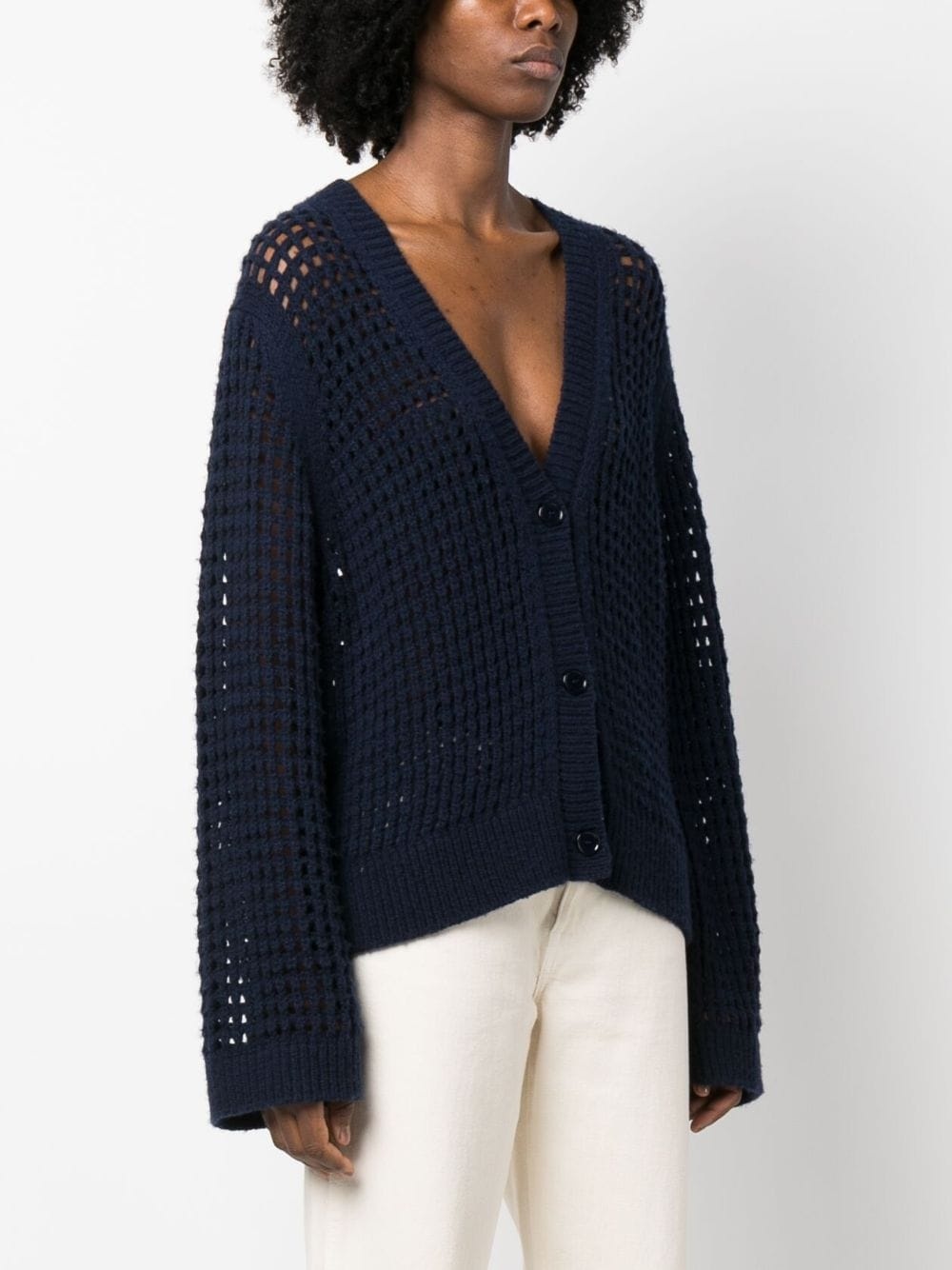 open-knit V-neck cardigan - 3