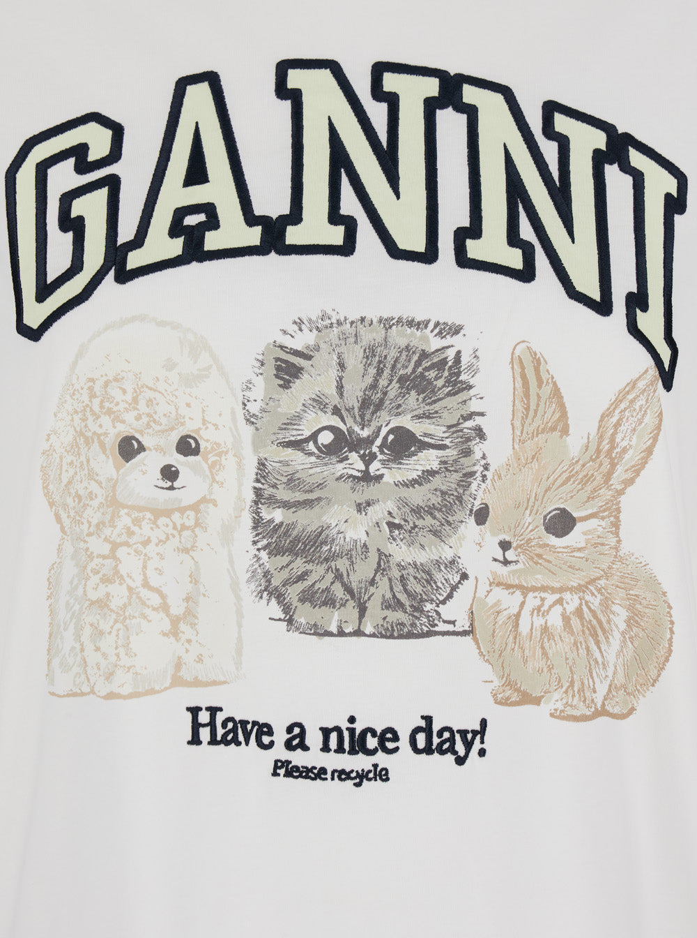 Ganni Women White Crewneck T-Shirt With Maxi Logo On The Front In Cotton Woman - 3
