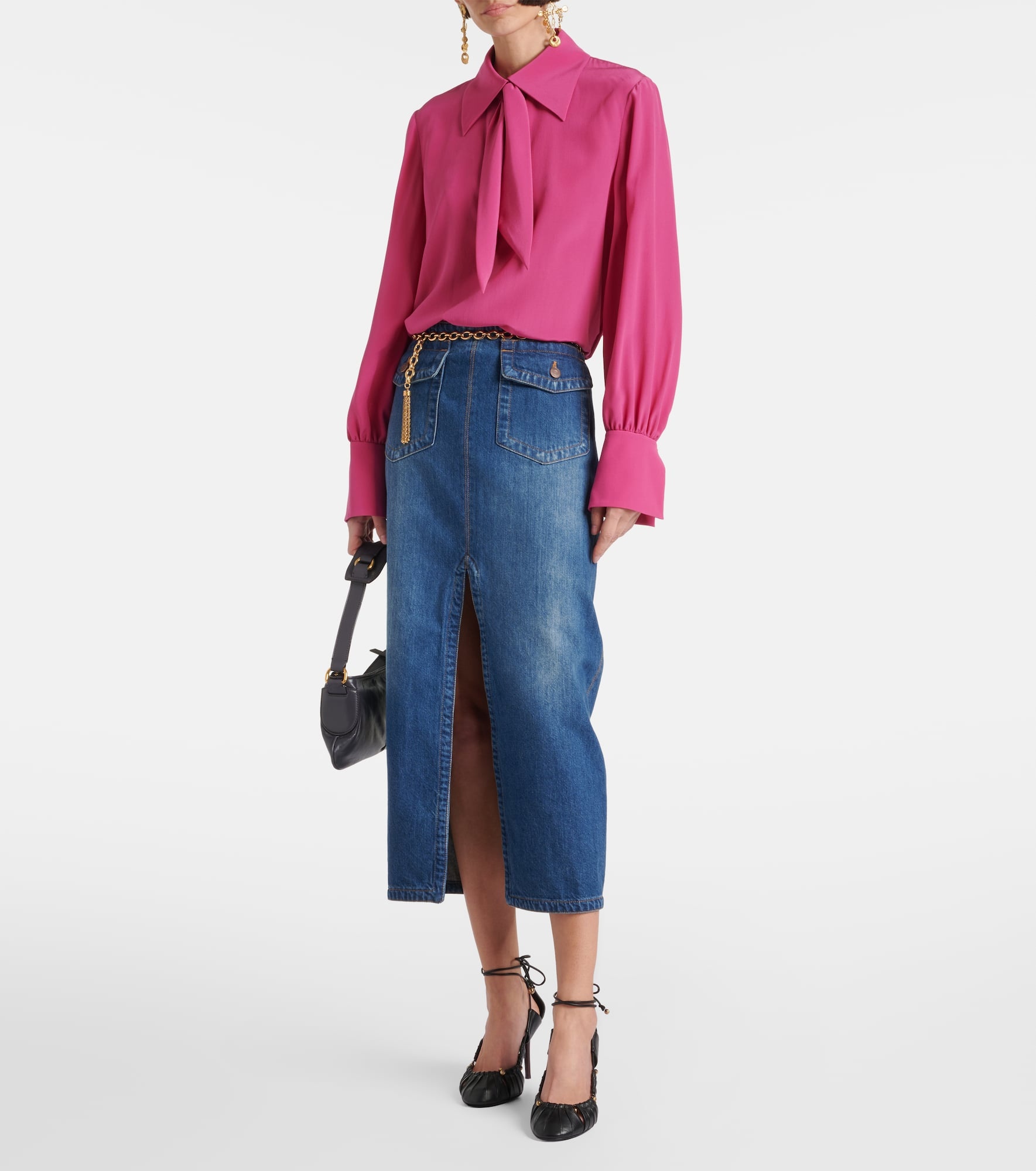Tie-neck silk crêpe de chine blouse - 2