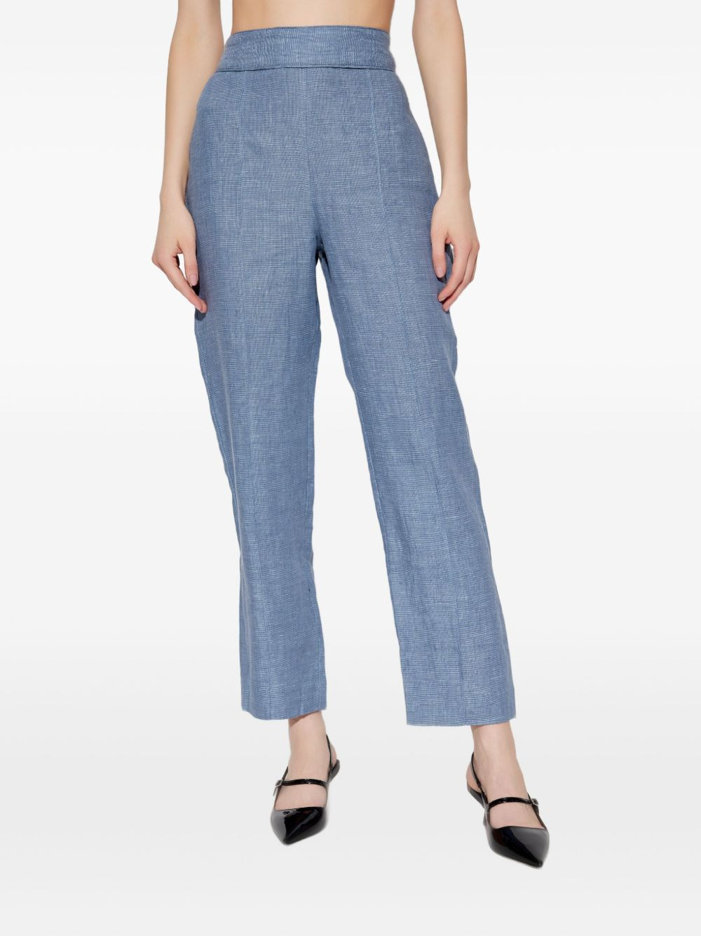 elasticated-waistband crop trousers - 3