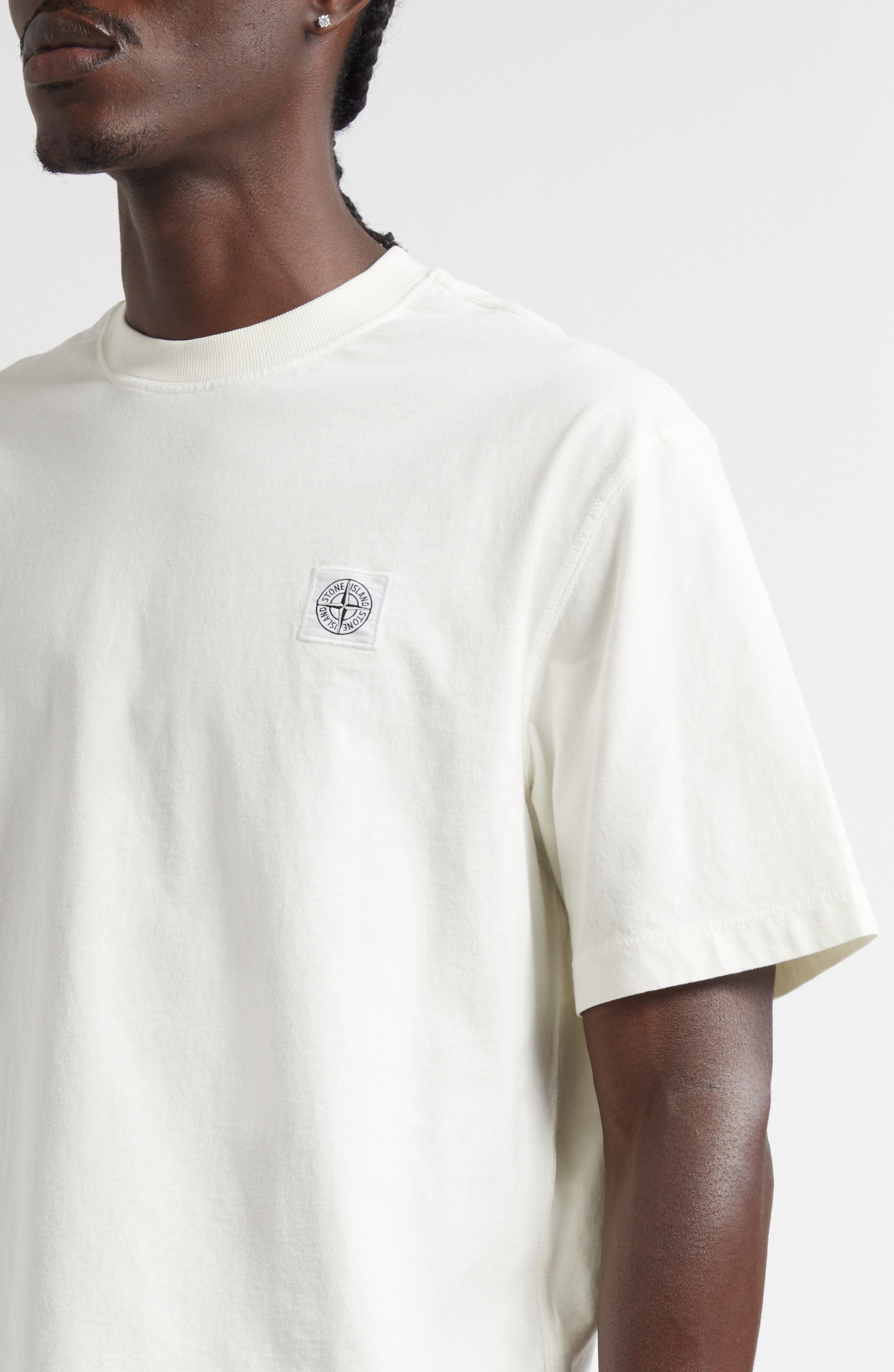 Stone Island Compass Logo Patch Short Sleeve T-Shirt in V0093 Ivory at Nordstrom - 5