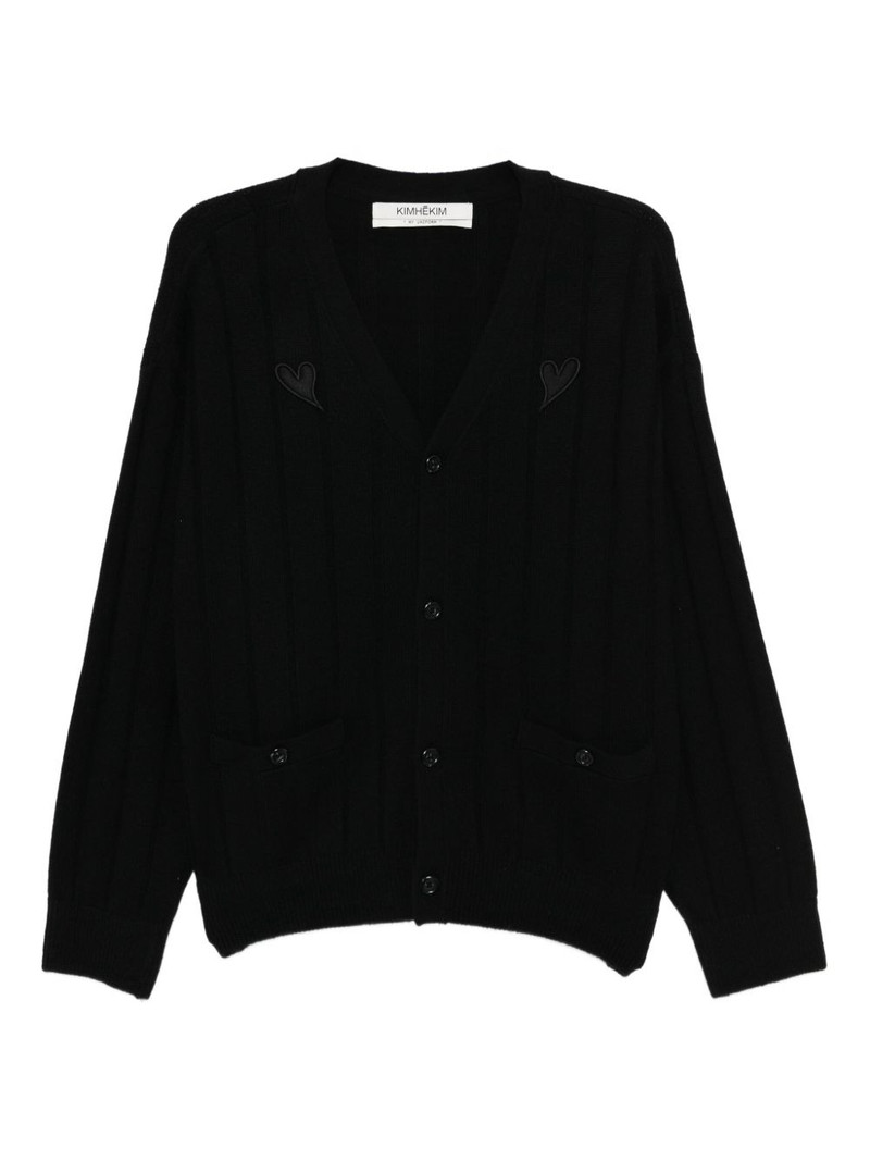 heart-patch v-neck cardigan 1