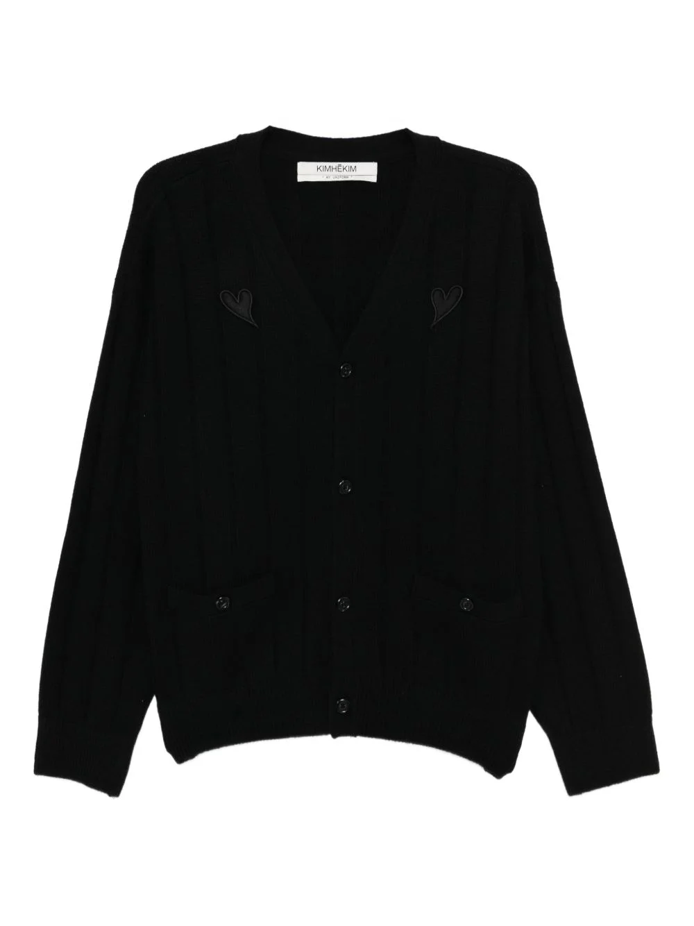 heart-patch v-neck cardigan - 1