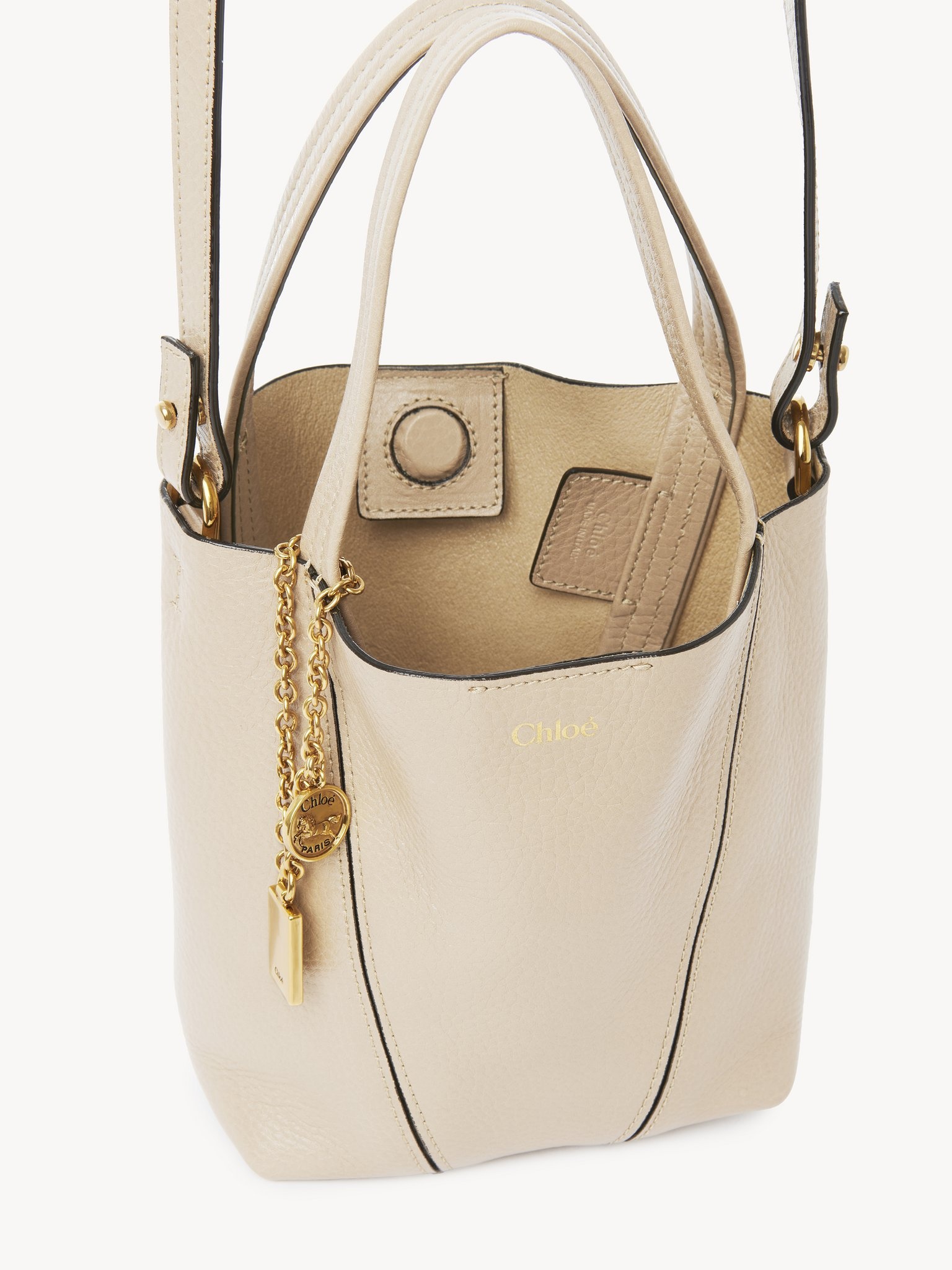 SMALL CHLOÉ SPIN TOTE BAG IN GRAINED LEATHER - 5