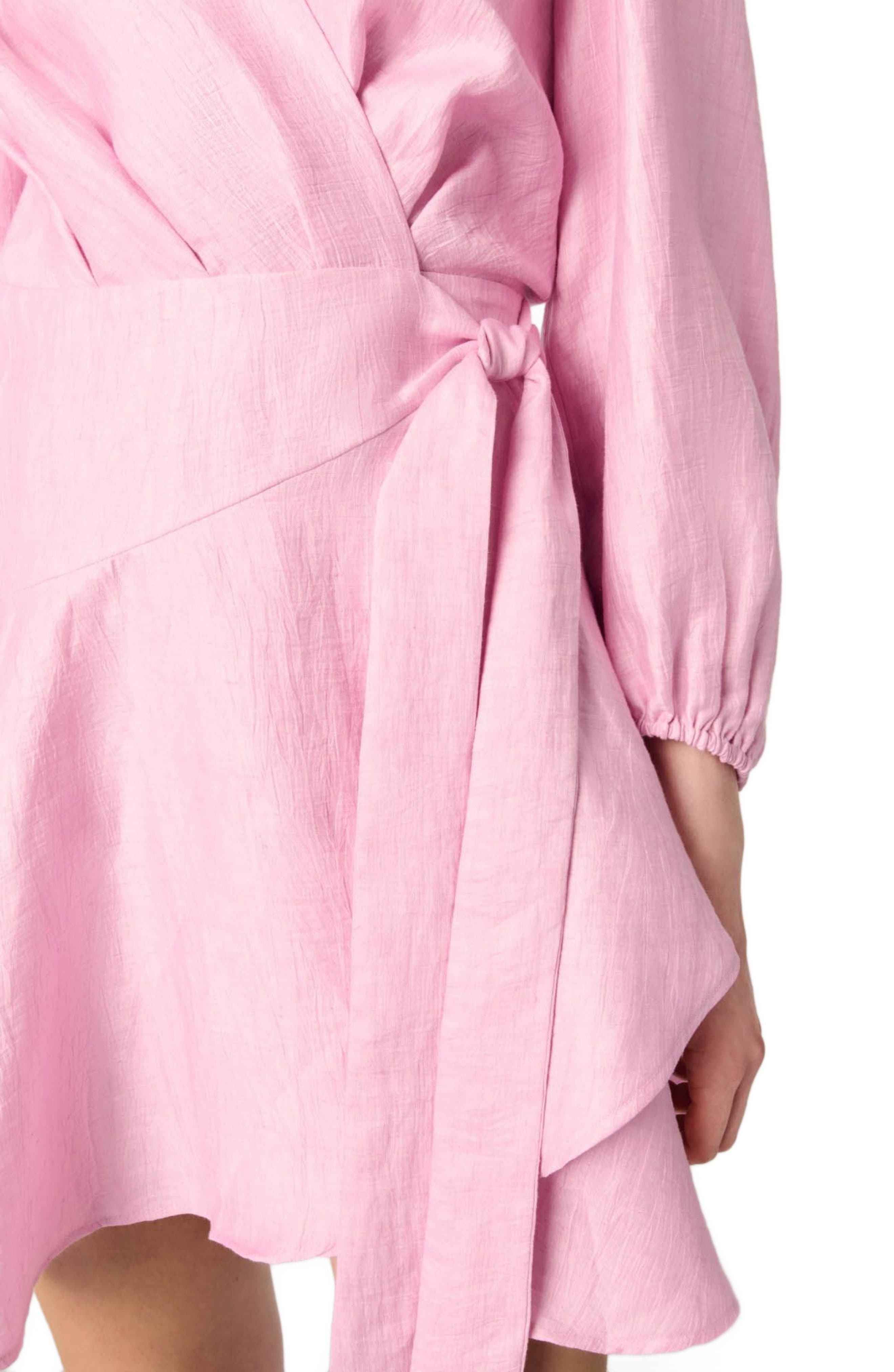 maje Linen wrap dress in Pink at Nordstrom - 5