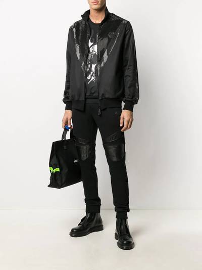 PHILIPP PLEIN chevron-rhinestone bomber jacket outlook