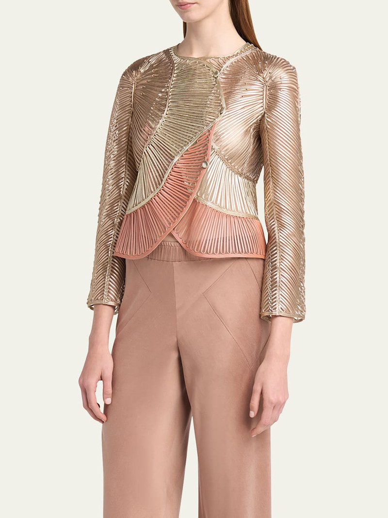 GIORGIO ARMANI Metallic Soutache Two-Tone Leather Jacket outlook