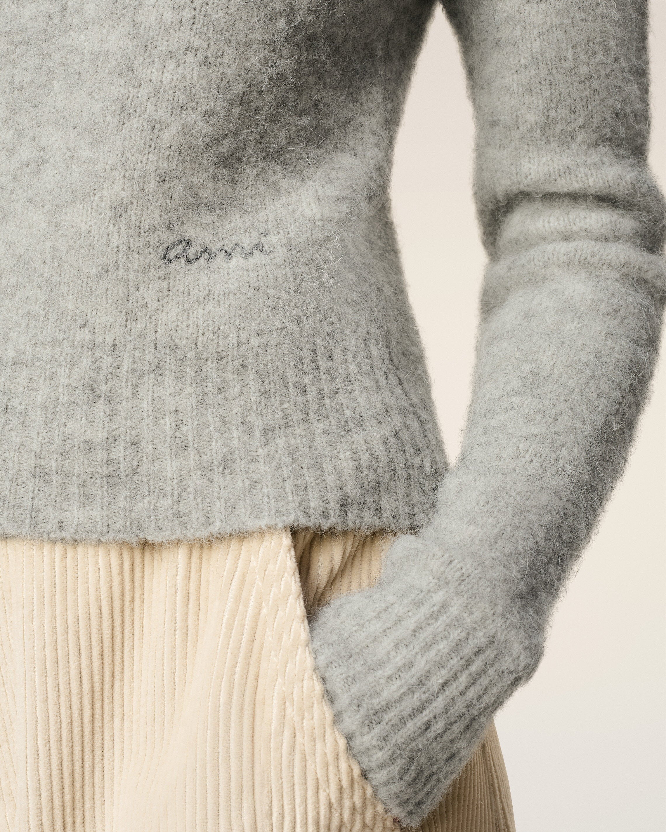 GREY ALPACA AMI CREWNECK SWEATER - 4
