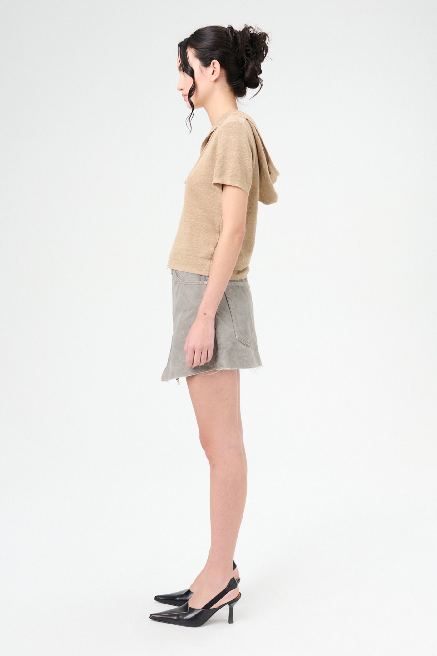 Knitted Slim Hood Oat Melange Refined Linen - 6